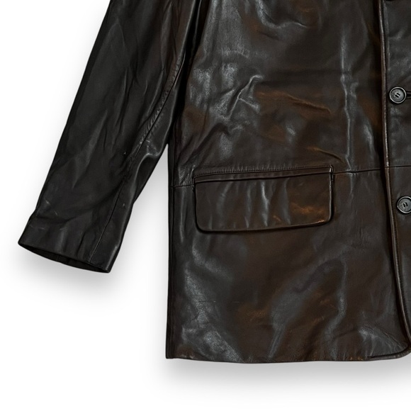 Couture by J Park Lamb Leather Blazer Coat Jacket 3 Button Flap Pockets Mens XL - Picture 6 of 11
